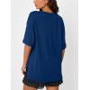 image:imageTrendy Queen Plus Size Oversized VNeck Tshirt Breathable Elastic Fabric Tunic for Workout Gym Casual Homing WearBlue