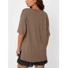 image:imageTrendy Queen Plus Size Oversized VNeck Tshirt Breathable Elastic Fabric Tunic for Workout Gym Casual Homing WearBrown