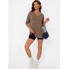 image:imageTrendy Queen Plus Size Oversized VNeck Tshirt Breathable Elastic Fabric Tunic for Workout Gym Casual Homing WearBrown