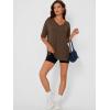 image:imageTrendy Queen Plus Size Oversized VNeck Tshirt Breathable Elastic Fabric Tunic for Workout Gym Casual Homing WearCoffee Brown