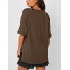 image:imageTrendy Queen Plus Size Oversized VNeck Tshirt Breathable Elastic Fabric Tunic for Workout Gym Casual Homing WearCoffee Brown