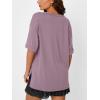 image:imageTrendy Queen Plus Size Oversized VNeck Tshirt Breathable Elastic Fabric Tunic for Workout Gym Casual Homing WearDark Pink