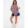 image:imageTrendy Queen Plus Size Oversized VNeck Tshirt Breathable Elastic Fabric Tunic for Workout Gym Casual Homing WearDark Pink