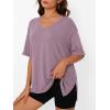 image:imageTrendy Queen Plus Size Oversized VNeck Tshirt Breathable Elastic Fabric Tunic for Workout Gym Casual Homing WearDark Pink