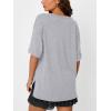 image:imageTrendy Queen Plus Size Oversized VNeck Tshirt Breathable Elastic Fabric Tunic for Workout Gym Casual Homing WearGrey