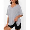 image:imageTrendy Queen Plus Size Oversized VNeck Tshirt Breathable Elastic Fabric Tunic for Workout Gym Casual Homing WearGrey