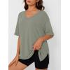 image:imageTrendy Queen Plus Size Oversized VNeck Tshirt Breathable Elastic Fabric Tunic for Workout Gym Casual Homing WearGrey Green