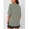 image:imageTrendy Queen Plus Size Oversized VNeck Tshirt Breathable Elastic Fabric Tunic for Workout Gym Casual Homing WearGrey Green