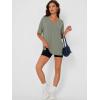 image:imageTrendy Queen Plus Size Oversized VNeck Tshirt Breathable Elastic Fabric Tunic for Workout Gym Casual Homing WearGrey Green