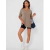 image:imageTrendy Queen Plus Size Oversized VNeck Tshirt Breathable Elastic Fabric Tunic for Workout Gym Casual Homing WearKhaki