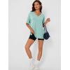 image:imageTrendy Queen Plus Size Oversized VNeck Tshirt Breathable Elastic Fabric Tunic for Workout Gym Casual Homing WearLight Green