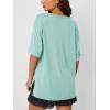 image:imageTrendy Queen Plus Size Oversized VNeck Tshirt Breathable Elastic Fabric Tunic for Workout Gym Casual Homing WearLight Green