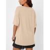 image:imageTrendy Queen Plus Size Oversized VNeck Tshirt Breathable Elastic Fabric Tunic for Workout Gym Casual Homing WearLight Khaki