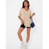 image:imageTrendy Queen Plus Size Oversized VNeck Tshirt Breathable Elastic Fabric Tunic for Workout Gym Casual Homing WearLight Khaki