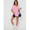 image:imageTrendy Queen Plus Size Oversized VNeck Tshirt Breathable Elastic Fabric Tunic for Workout Gym Casual Homing WearLight Pink