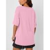 image:imageTrendy Queen Plus Size Oversized VNeck Tshirt Breathable Elastic Fabric Tunic for Workout Gym Casual Homing WearLight Pink