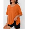 image:imageTrendy Queen Plus Size Oversized VNeck Tshirt Breathable Elastic Fabric Tunic for Workout Gym Casual Homing WearOrange