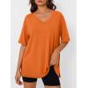 image:imageTrendy Queen Plus Size Oversized VNeck Tshirt Breathable Elastic Fabric Tunic for Workout Gym Casual Homing WearOrange