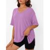 image:imageTrendy Queen Plus Size Oversized VNeck Tshirt Breathable Elastic Fabric Tunic for Workout Gym Casual Homing WearPurple