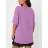 image:imageTrendy Queen Plus Size Oversized VNeck Tshirt Breathable Elastic Fabric Tunic for Workout Gym Casual Homing WearPurple