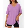 image:imageTrendy Queen Plus Size Oversized VNeck Tshirt Breathable Elastic Fabric Tunic for Workout Gym Casual Homing WearPurple