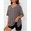 image:imageTrendy Queen Plus Size Oversized VNeck Tshirt Breathable Elastic Fabric Tunic for Workout Gym Casual Homing WearTaupe