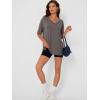 image:imageTrendy Queen Plus Size Oversized VNeck Tshirt Breathable Elastic Fabric Tunic for Workout Gym Casual Homing WearTaupe