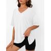 image:imageTrendy Queen Plus Size Oversized VNeck Tshirt Breathable Elastic Fabric Tunic for Workout Gym Casual Homing WearWhite