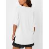 image:imageTrendy Queen Plus Size Oversized VNeck Tshirt Breathable Elastic Fabric Tunic for Workout Gym Casual Homing WearWhite