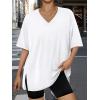 image:imageTrendy Queen Plus Size Oversized VNeck Tshirt Breathable Elastic Fabric Tunic for Workout Gym Casual Homing WearWhite
