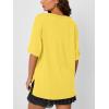 image:imageTrendy Queen Plus Size Oversized VNeck Tshirt Breathable Elastic Fabric Tunic for Workout Gym Casual Homing WearYellow