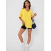 image:imageTrendy Queen Plus Size Oversized VNeck Tshirt Breathable Elastic Fabric Tunic for Workout Gym Casual Homing WearYellow