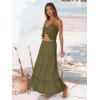 image:imageTrendy Queen Vacation Outfits Long Skirts for Women Boho Maxi Skirt Elastic High Waist Dress with Pockets FashionArmygreen