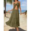 image:imageTrendy Queen Vacation Outfits Long Skirts for Women Boho Maxi Skirt Elastic High Waist Dress with Pockets FashionArmygreen
