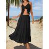 image:imageTrendy Queen Vacation Outfits Long Skirts for Women Boho Maxi Skirt Elastic High Waist Dress with Pockets FashionBlack