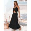 image:imageTrendy Queen Vacation Outfits Long Skirts for Women Boho Maxi Skirt Elastic High Waist Dress with Pockets FashionBlack
