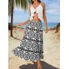 image:imageTrendy Queen Vacation Outfits Long Skirts for Women Boho Maxi Skirt Elastic High Waist Dress with Pockets FashionBlackflowersonawhiteb