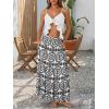 image:imageTrendy Queen Vacation Outfits Long Skirts for Women Boho Maxi Skirt Elastic High Waist Dress with Pockets FashionBlackflowersonawhiteb