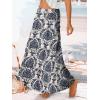 image:imageTrendy Queen Vacation Outfits Long Skirts for Women Boho Maxi Skirt Elastic High Waist Dress with Pockets FashionBlue Print