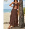 image:imageTrendy Queen Vacation Outfits Long Skirts for Women Boho Maxi Skirt Elastic High Waist Dress with Pockets FashionBrown