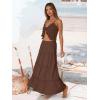 image:imageTrendy Queen Vacation Outfits Long Skirts for Women Boho Maxi Skirt Elastic High Waist Dress with Pockets FashionBrown