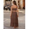 image:imageTrendy Queen Vacation Outfits Long Skirts for Women Boho Maxi Skirt Elastic High Waist Dress with Pockets FashionBrown