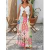 image:imageTrendy Queen Vacation Outfits Long Skirts for Women Boho Maxi Skirt Elastic High Waist Dress with Pockets FashionColorblockplaidprint
