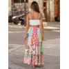 image:imageTrendy Queen Vacation Outfits Long Skirts for Women Boho Maxi Skirt Elastic High Waist Dress with Pockets FashionColorblockplaidprint