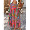 image:imageTrendy Queen Vacation Outfits Long Skirts for Women Boho Maxi Skirt Elastic High Waist Dress with Pockets FashionMulticolor