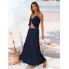 image:imageTrendy Queen Vacation Outfits Long Skirts for Women Boho Maxi Skirt Elastic High Waist Dress with Pockets FashionNavy