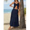 image:imageTrendy Queen Vacation Outfits Long Skirts for Women Boho Maxi Skirt Elastic High Waist Dress with Pockets FashionNavy