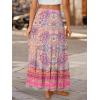 image:imageTrendy Queen Vacation Outfits Long Skirts for Women Boho Maxi Skirt Elastic High Waist Dress with Pockets FashionPinkandpurplefloralprint