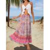 image:imageTrendy Queen Vacation Outfits Long Skirts for Women Boho Maxi Skirt Elastic High Waist Dress with Pockets FashionPinkandpurplefloralprint