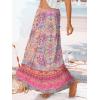 image:imageTrendy Queen Vacation Outfits Long Skirts for Women Boho Maxi Skirt Elastic High Waist Dress with Pockets FashionPinkandpurplefloralprint